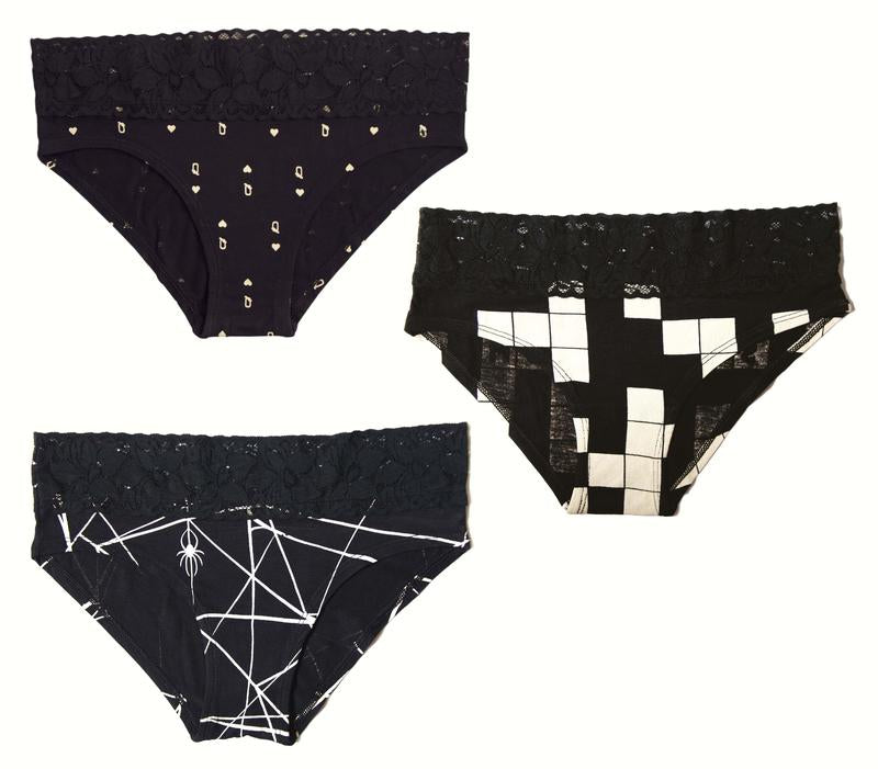 Hipster With Lace Set of Three-Black
