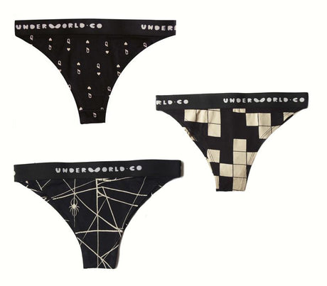 Thong Set of Three-Black